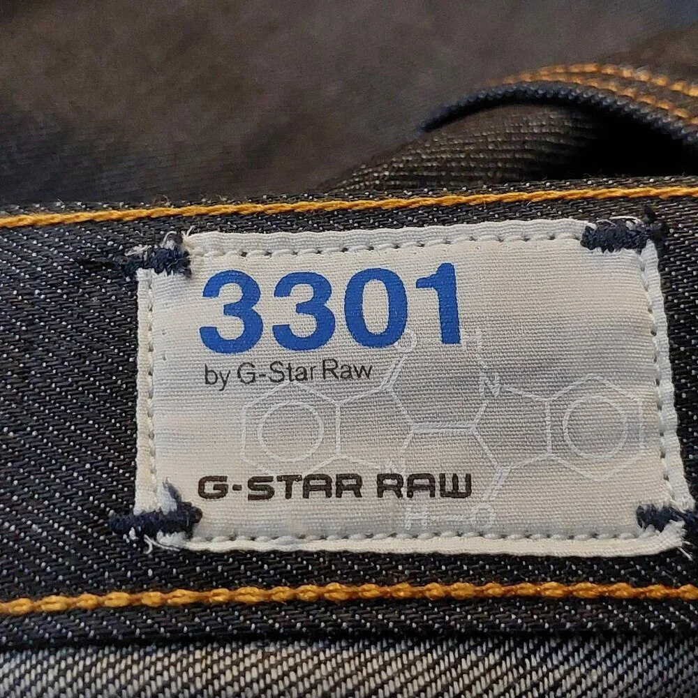 G-Star Raw 3301 Loose Brooklyn Denim Button Fly Dark Blue Denim Jeans Sz 30 NWT